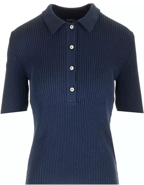 A.P.C. Blue danae Ribbed Polo Shirt