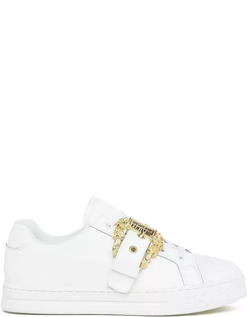 Versace Jeans Couture Low-top Leather Sneakers With Buckle Detai