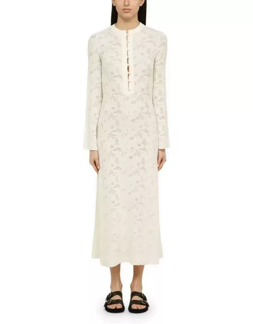 Chloé White Wool And Silk Dress With Embroidery