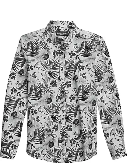 Paisley & Gray Men's Slim Fit Floral Shirt Black And White
