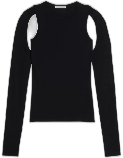 Cut-Out Long-Sleeve Knit Top