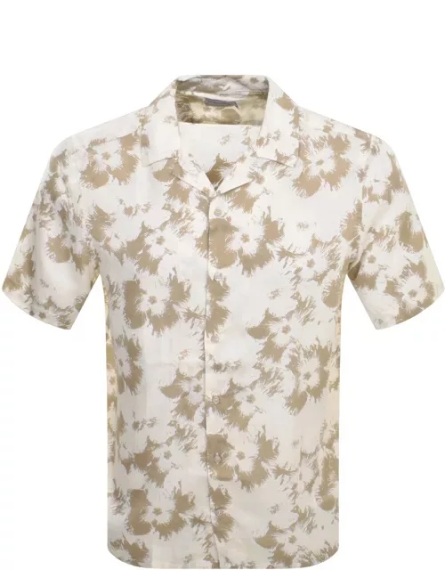 Calvin Klein Flower Short Sleeve Shirt Beige