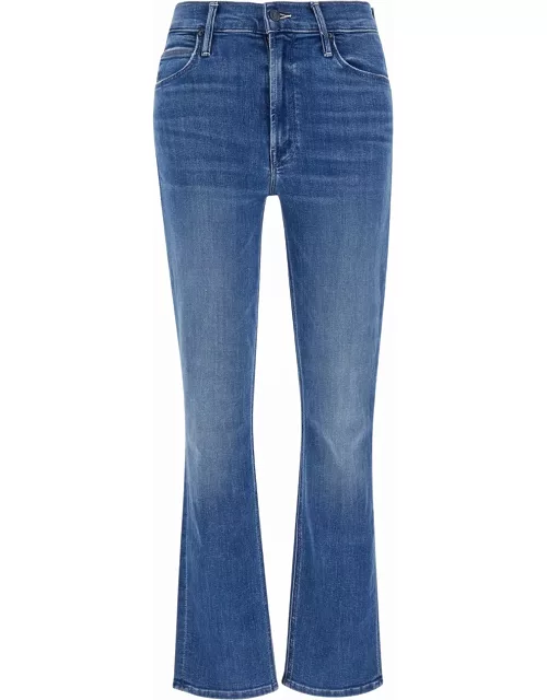 Mother dazzler Light Blue Mid-waist Five-pocket Jeans In Cotton Blend Denim Woman