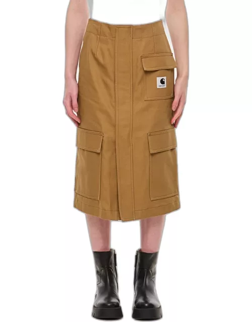 Sacai Carhartt Wip Cotton Skirt Beige
