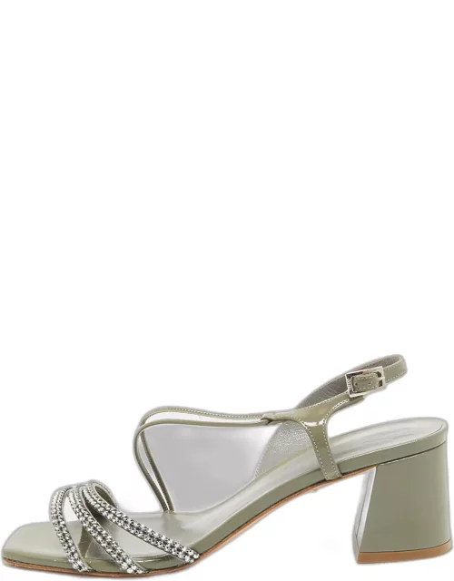 Gina Grey Patent Leather Crystal Embellished Slingback Sandal
