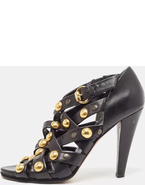 Gucci Black Leather Babouska Strappy Sandal