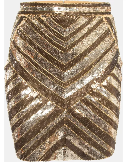 Elisabetta Franchi Gold Sequined Mini Skirt