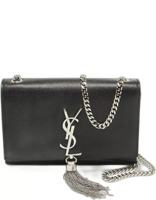 Saint Laurent Black Leather New Small Kate Wallet on Chain