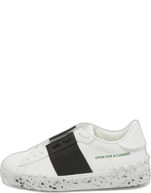 Valentino White/Black Leather Open Sneaker