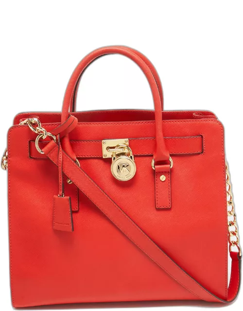 MICHAEL Michael Kors Coral Red Leather Large Hamilton North South Tote