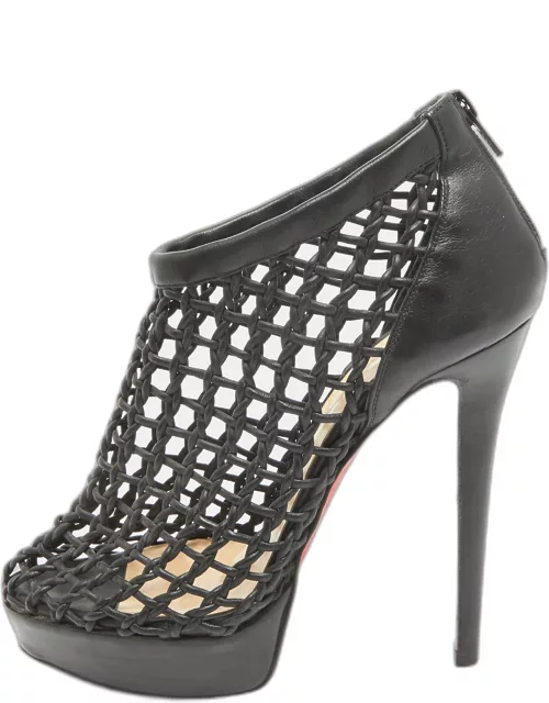 Christian Louboutin Black Leather Coussin Ankle Bootie