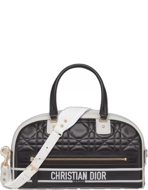 Christian Dior Black Calfskin Medium Dior Vibe Zip Bowling Bag