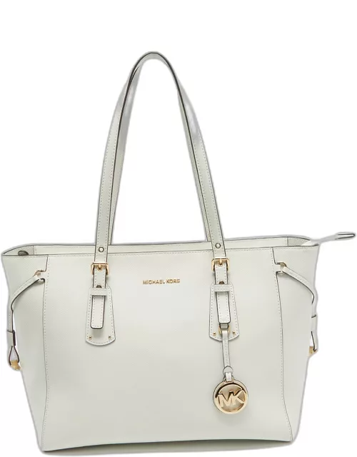 Michael Kors White Leather Voyager Tote