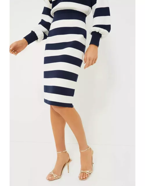 French Navy Awning Stripe Pencil Skirt
