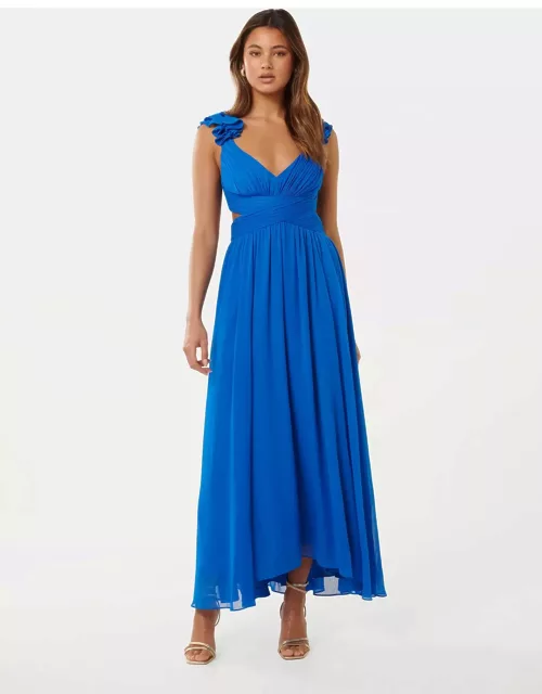 Forever New Women's Selena Ruffle-Shoulder Maxi Dress in Vivid Azure