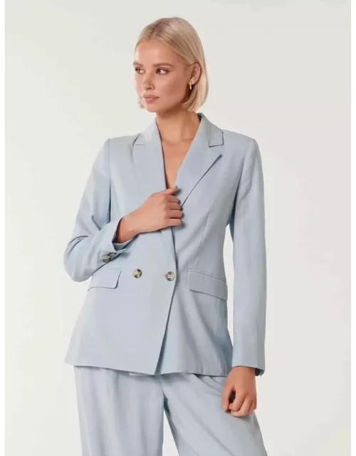 Forever New Women's Fran Double-Breasted Blazer Jacket in Blue Suit
