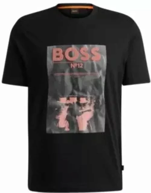 Regular-fit T-shirt in cotton with seasonal artwork- Black Men's T-Shirt