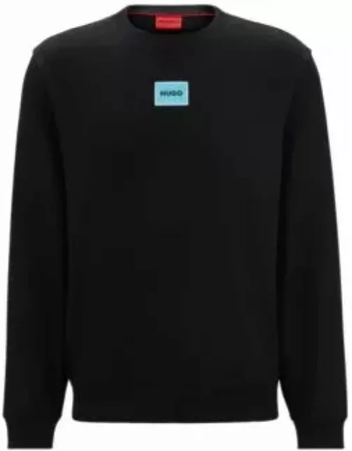 Cotton-terry regular-fit sweatshirt with logo label- Black Men's HUGO Your Way