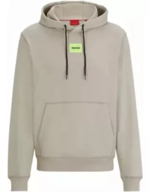 Cotton-terry hoodie with logo label- Light Grey Men's Tracksuit