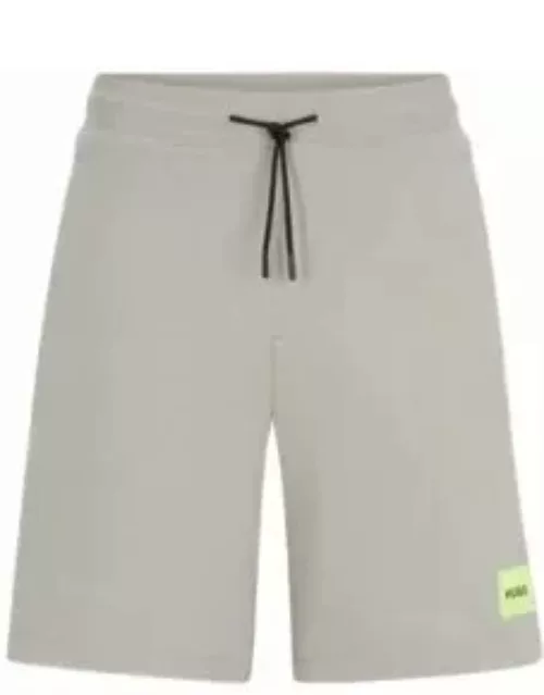 Cotton-terry regular-fit shorts with logo label- Light Grey Men's All Clothing