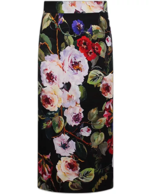 Dolce & Gabbana Printed Silk Midi Skirt