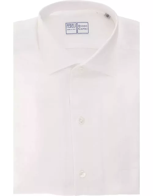 Fedeli Classic Shirt In Lightweight White Cotton