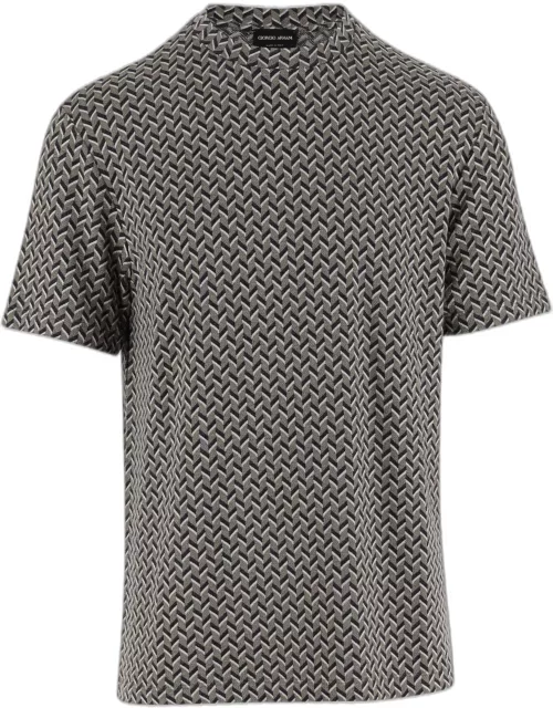 Giorgio Armani Stretch Viscose T-shirt With Geometric Pattern