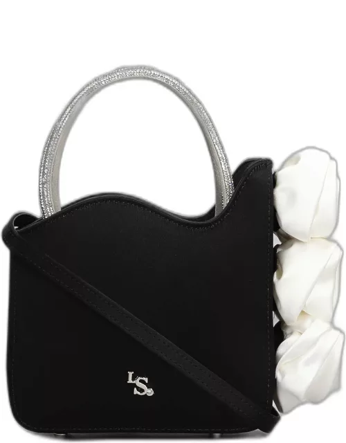 Le Silla Rose Hand Bag In Black Satin
