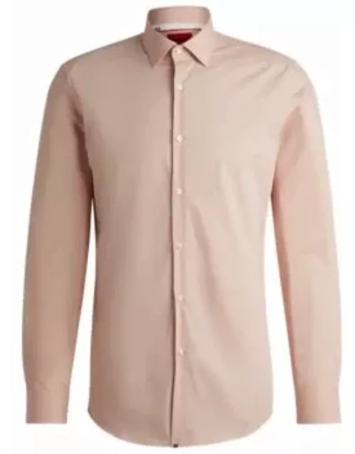 Slim-fit shirt in easy-iron cotton poplin- light pink Men's Shirt