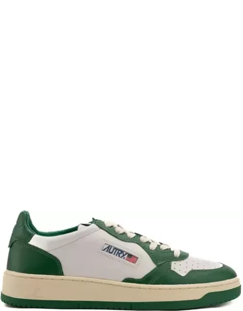 Autry Medialist Low Sneakers In Two-tone White/green Leather
