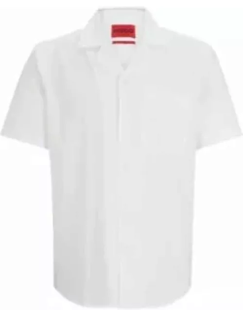 Relaxed-fit shirt in stretch-cotton seersucker- White Men's Shirt