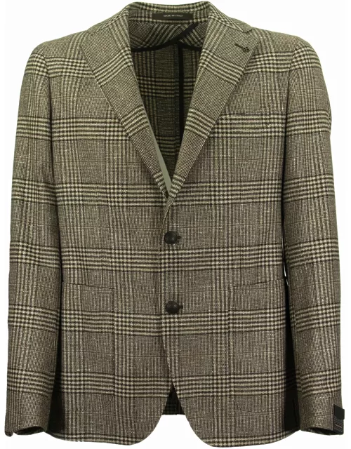 Tagliatore Prince Of Wales Jacket In Wool, Silk And Cashmere