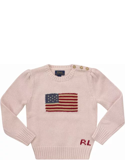 Polo Ralph Lauren Cotton Crew-neck Sweater With Flag