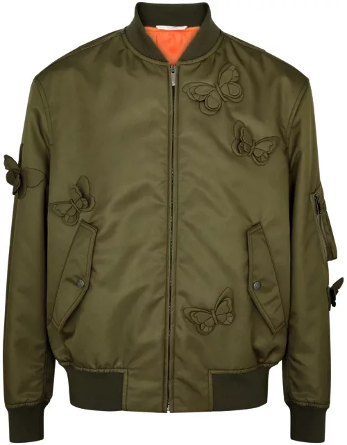Valentino Butterfly-appliquéd Nylon Bomber Jacket - Olive - 50 (IT50 / L)
