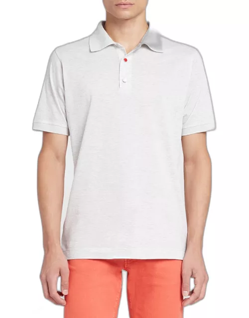 Men's Cotton Polo Shirt with Snap Placket