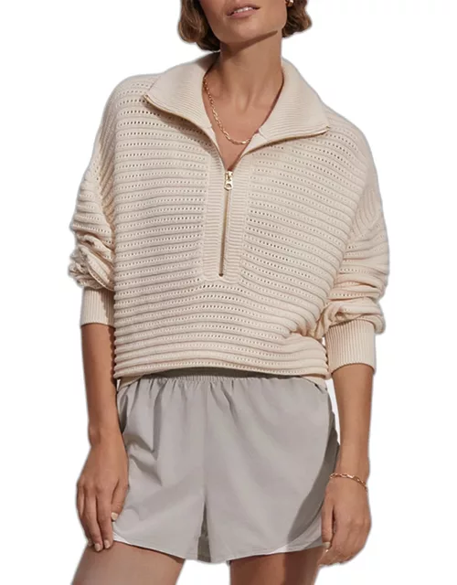 Tara Pointelle Half-Zip Sweater