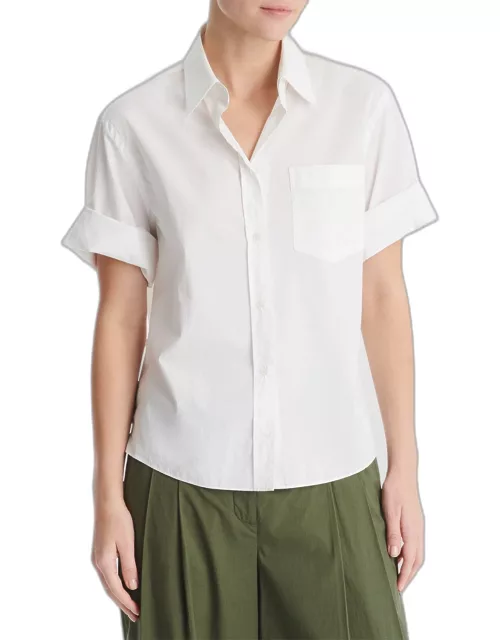 Bad Habit Short-Sleeve Stretch Cotton Button-Front Shirt