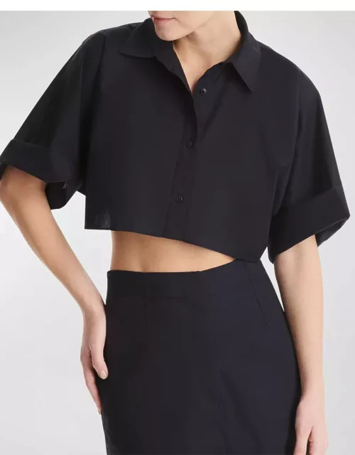 She Comes and Goes Cropped Button-Front Shirt