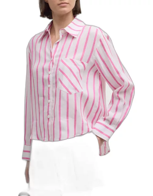 Andie Striped Button-Down Linen Shirt