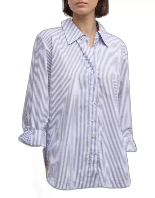 Sylvie Striped Tie-Back Cotton Shirt
