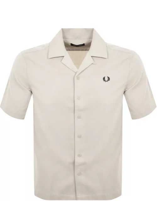 Fred Perry Pique Textured Collar Shirt Beige