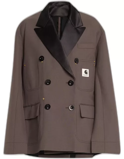 x Carhartt Bonded Suiting Double-Breasted Cape Blazer