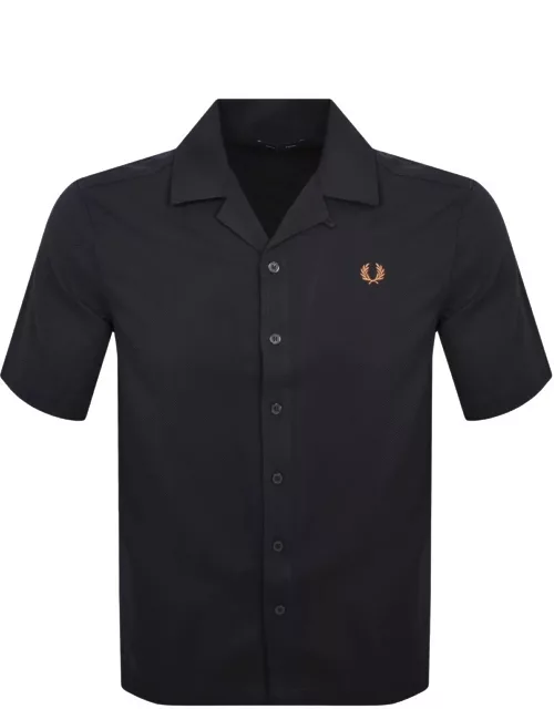Fred Perry Pique Textured Collar Shirt Navy