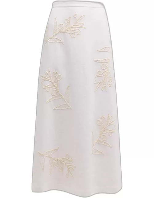Embroidered A-Line Maxi Skirt