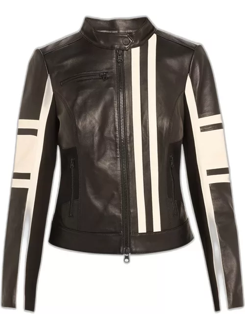Claudine Leather Racer Jacket
