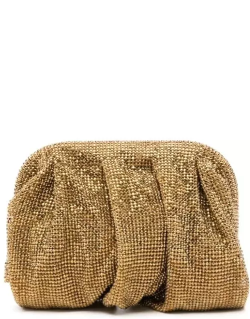 Benedetta Bruzziches venus La Petite Gold Clutch Bag In Fabric With Allover Crystals Woman