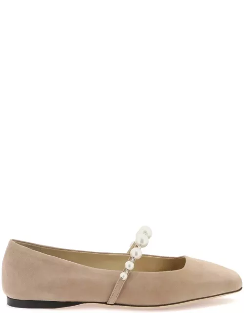 JIMMY CHOO suede leather ballerina flats with pear