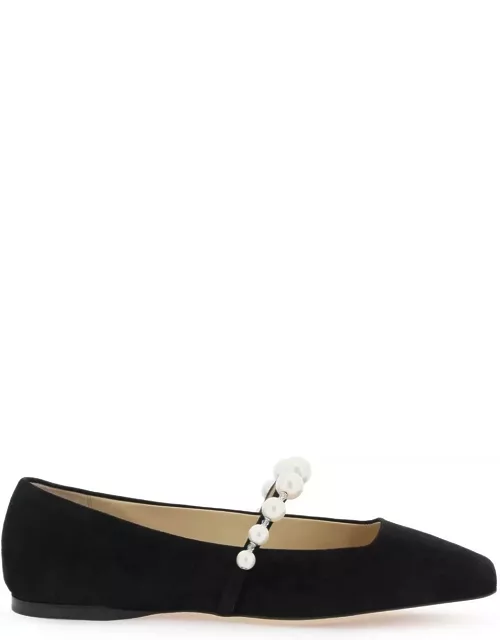 JIMMY CHOO Suede leather ballerina flats with pear