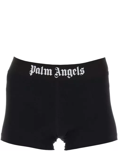 PALM ANGELS sporty shorts with branded stripe