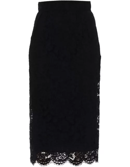 DOLCE & GABBANA lace pencil skirt with tube silhouette